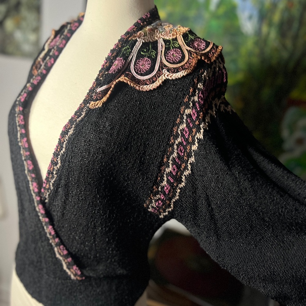 Incredible BOUCLE SWEATER Vtg 80/90s JoAnn Bryant Exclusive Designs wearable art - Picture 3 of 12